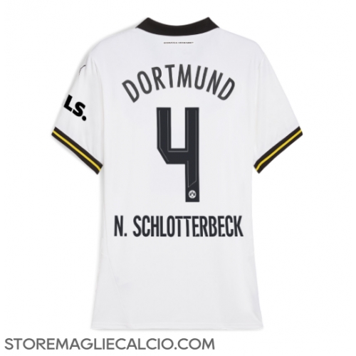 Borussia Dortmund Nico Schlotterbeck #4 Maglia Gara Terza Repliche 2024-25 Donna Maniche Corte Borussia Dortmund Nico Schlotterbeck #4 Maglia Gara Terza Repliche 2024-25 Donna Maniche Corte